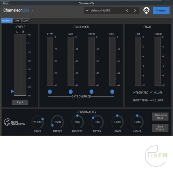 Pro FM-uitzending Audio Kameleon C6 Audiobewerkingssoftware Hoofdscherm