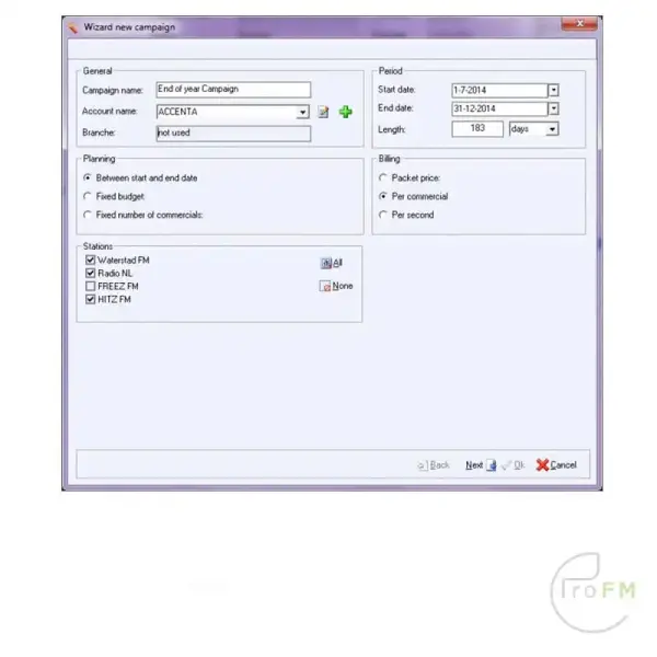 Pro FM Broadcast - Caliope commerciële planningssoftware voor uitzendingen