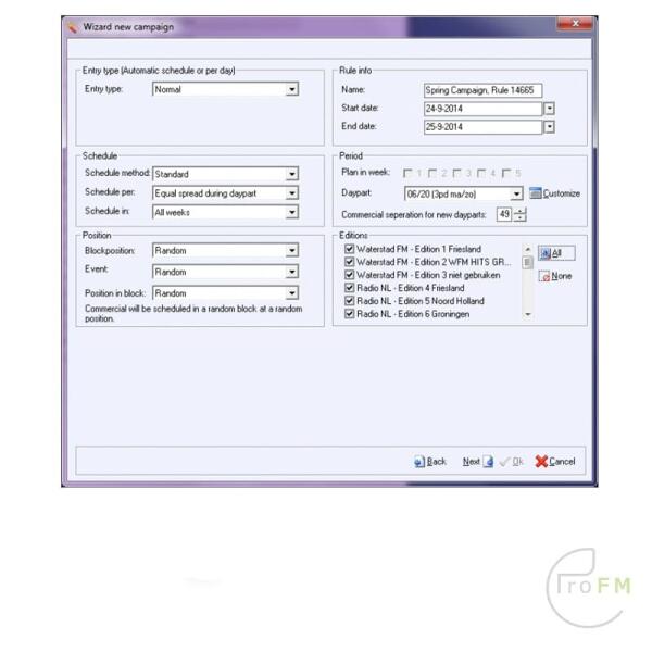 Pro FM Broadcast - Caliope commerciële planningssoftware voor uitzendingen