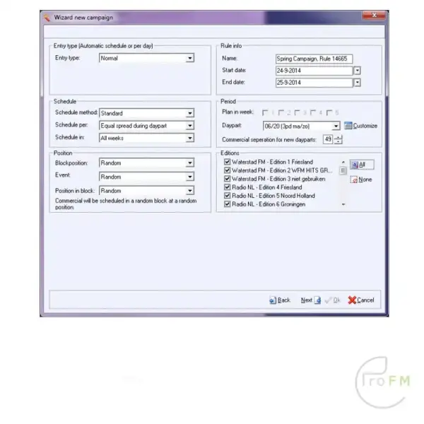 Pro FM Broadcast - Caliope commerciële planningssoftware voor uitzendingen