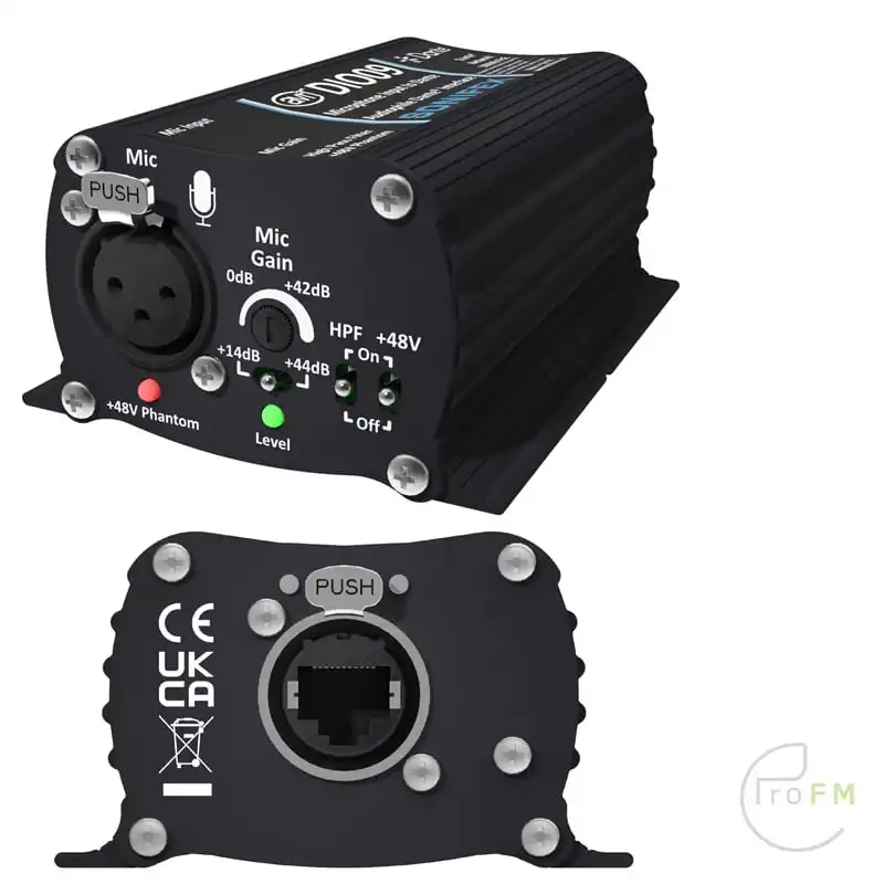 Pro FM-uitzending - Sonifex AVN-DIO09 Microfooningang naar Dante®