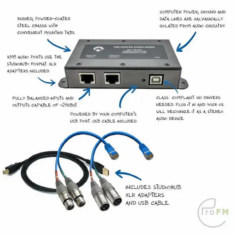 Pro FM-uitzending - Angry Audio USB Analoge Audio Gizmo alle
