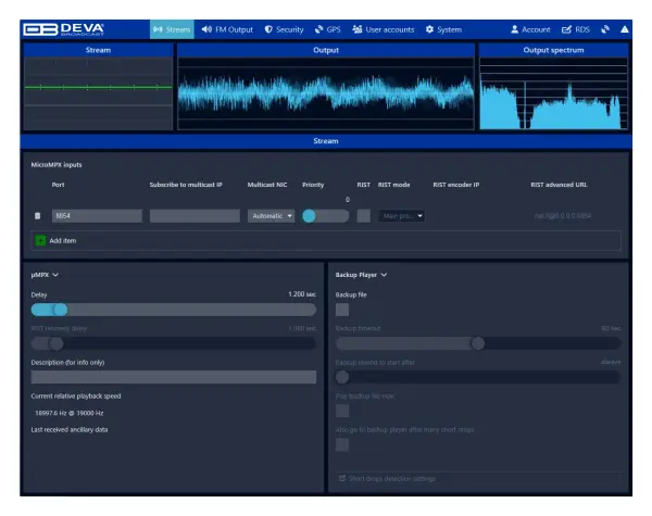 Deva broadcast DB-94 MPX over IP decoder Micrompx software 1